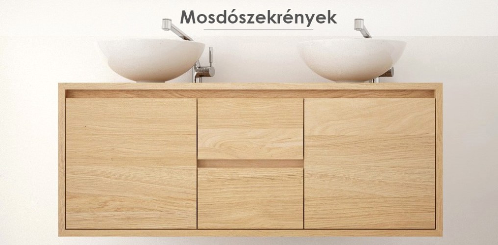 Fa mosdószekrény tömör tölgyfából vagy más keményfából, falra rögzíthető