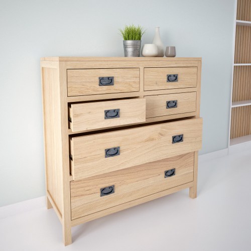 Tömör tölgy komód négy kisebb és két nagy fiókkal
